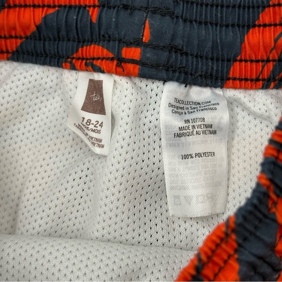 Tea Collection Boys Mid Length Swim Trunks Navy, Red Orange 18-24 months EUC - Picture 3 of 7